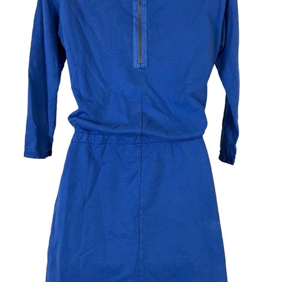 GH BASS & CO Blue Blouson 3/4 Sleeve Knit Mini 100% Cotton Drawstring Dress XS - Picture 12 of 15